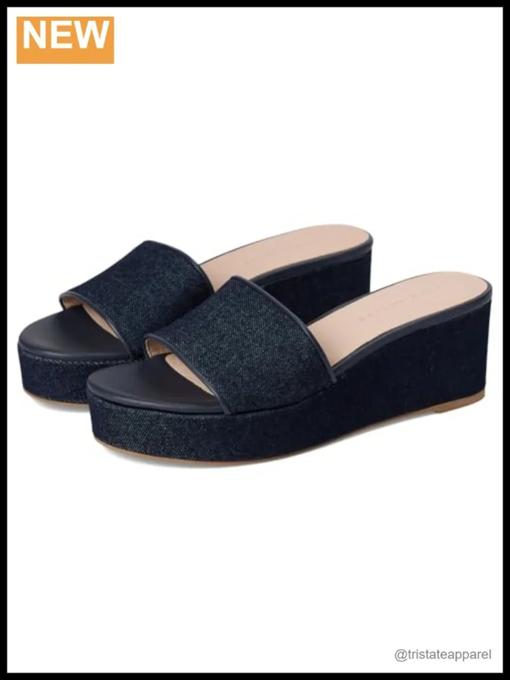Wedge Sandals Mid-Wedge Heel Slide Slip On Cotton Leather Insole Casual